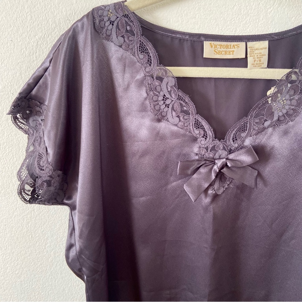 Victoria’s Secret gold label vintage deadstock gray blue satin nightie lingerie - Picture 2 of 4